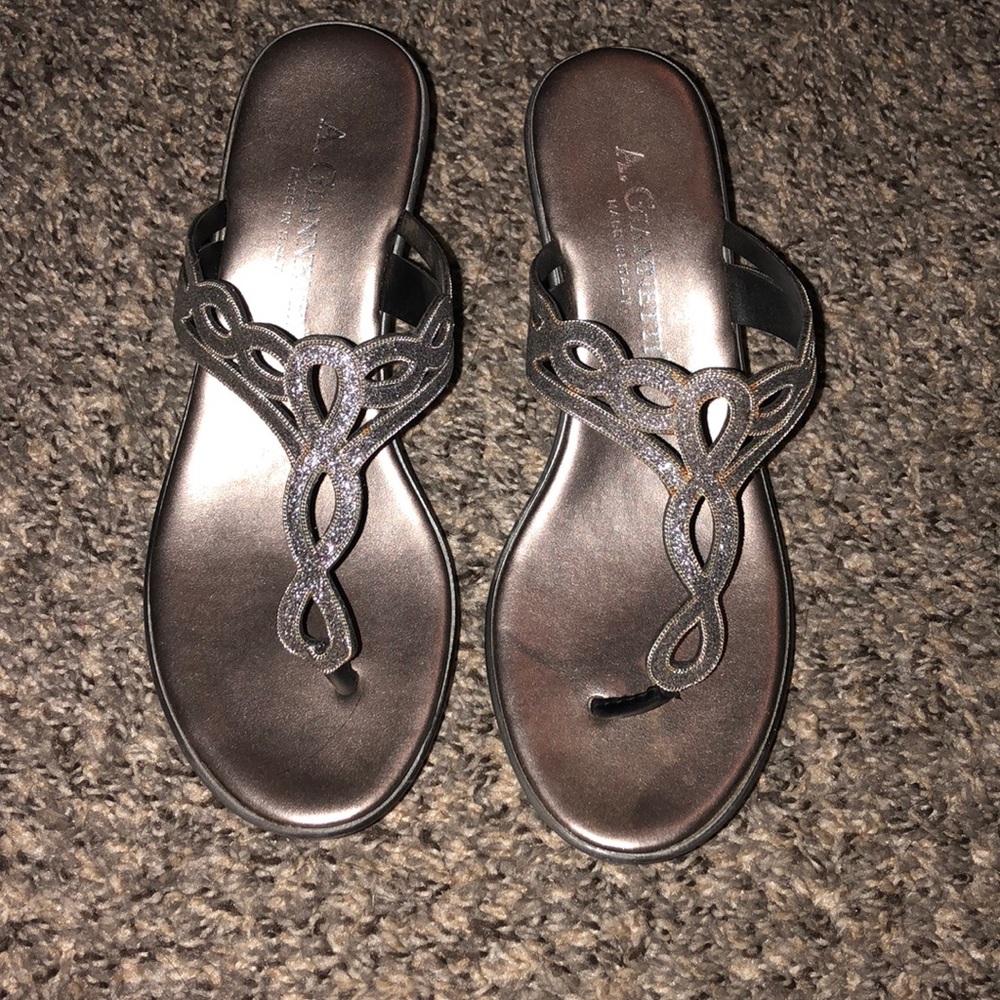 Wedge sandals.